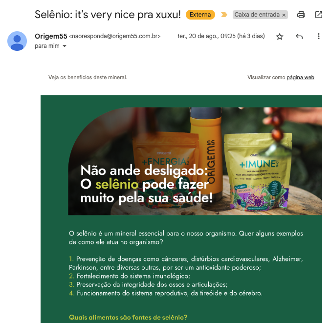 newsletter origem55 por agência Polvo